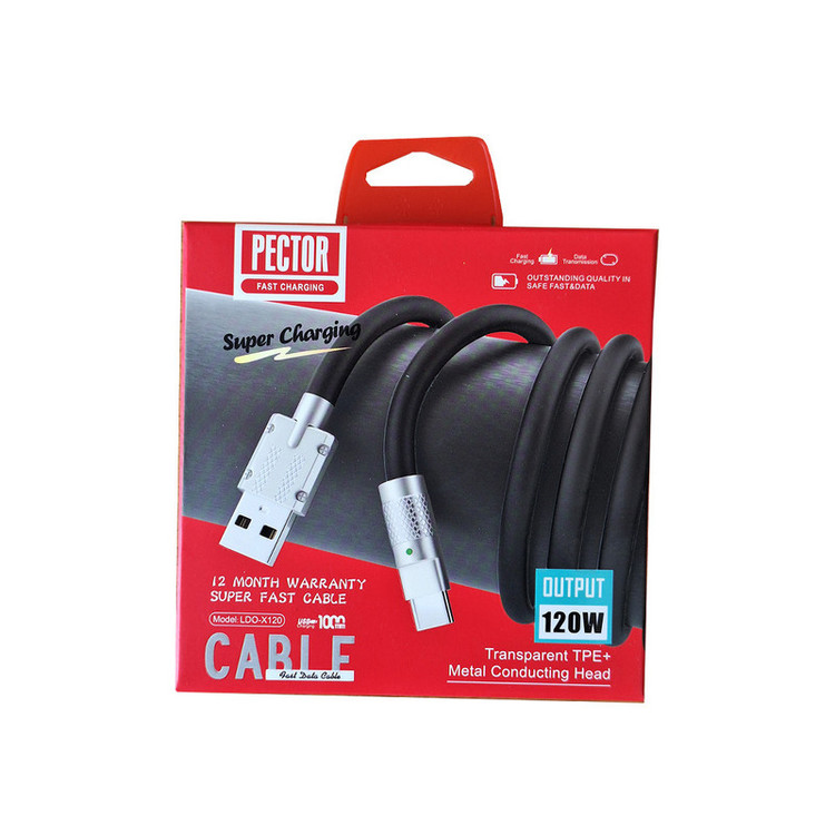کابل تبدیل USB به USB-C پکتور مدل X120 طول 1 متر