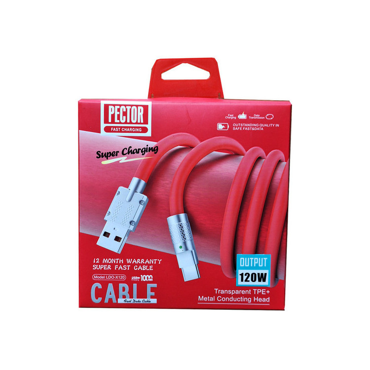 کابل تبدیل USB به USB-C پکتور مدل X120 طول 1 متر